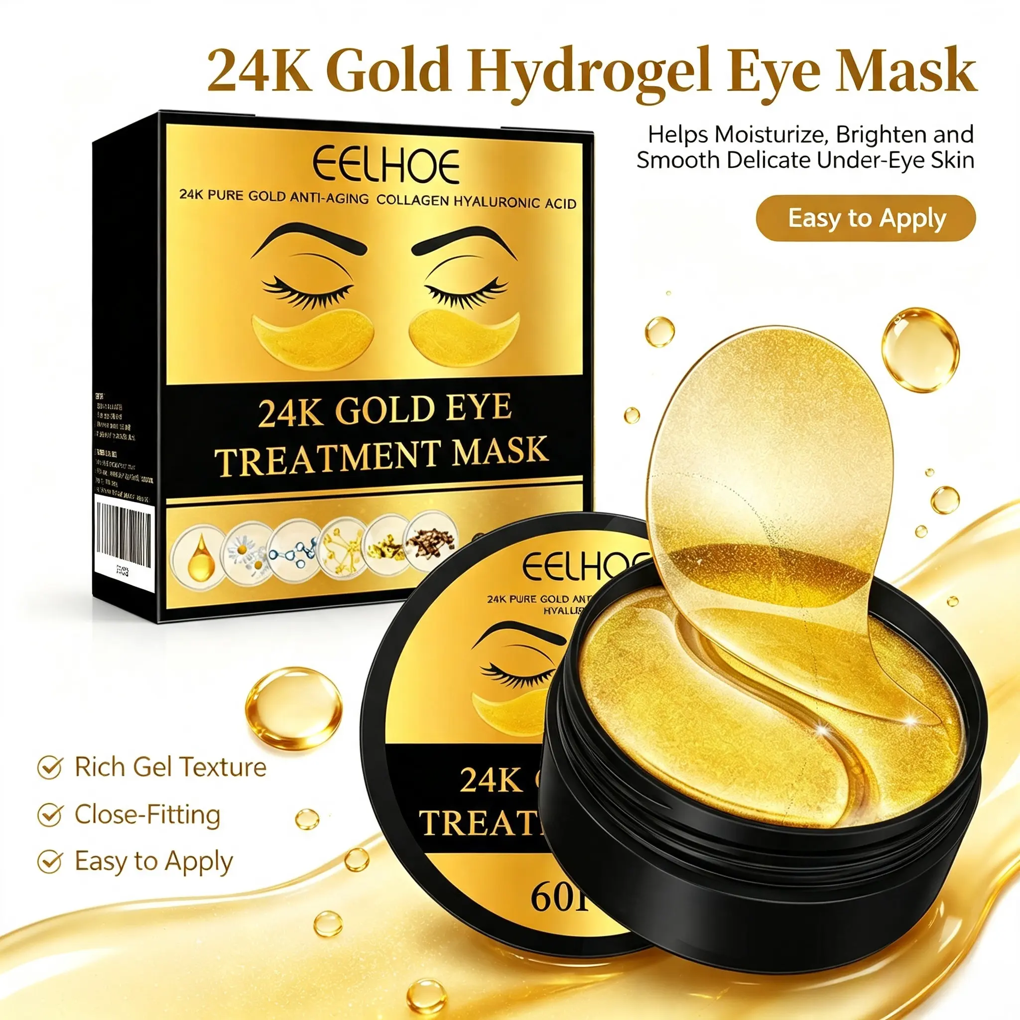 24K Gold Anti-Wrinkle Hydrogel Eye Patches