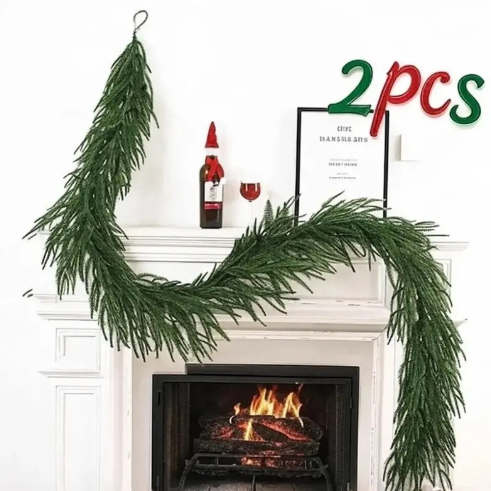 1/2 Pcs 6 Ft Artificial Norfolk Pine Garlands Real Touch Winter Garland for Table Mantle Wall Indoor Outdoor Christmas Decorations Green Plastic Greenery Festive Holiday Decor Versatile and Easy to Use