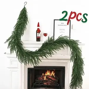 1/2 Pcs 6 Ft Artificial Norfolk Pine Garlands Real Touch Winter Garland for Table Mantle Wall Indoor Outdoor Christmas Decorations Green Plastic Greenery Festive Holiday Decor Versatile and Easy to Use