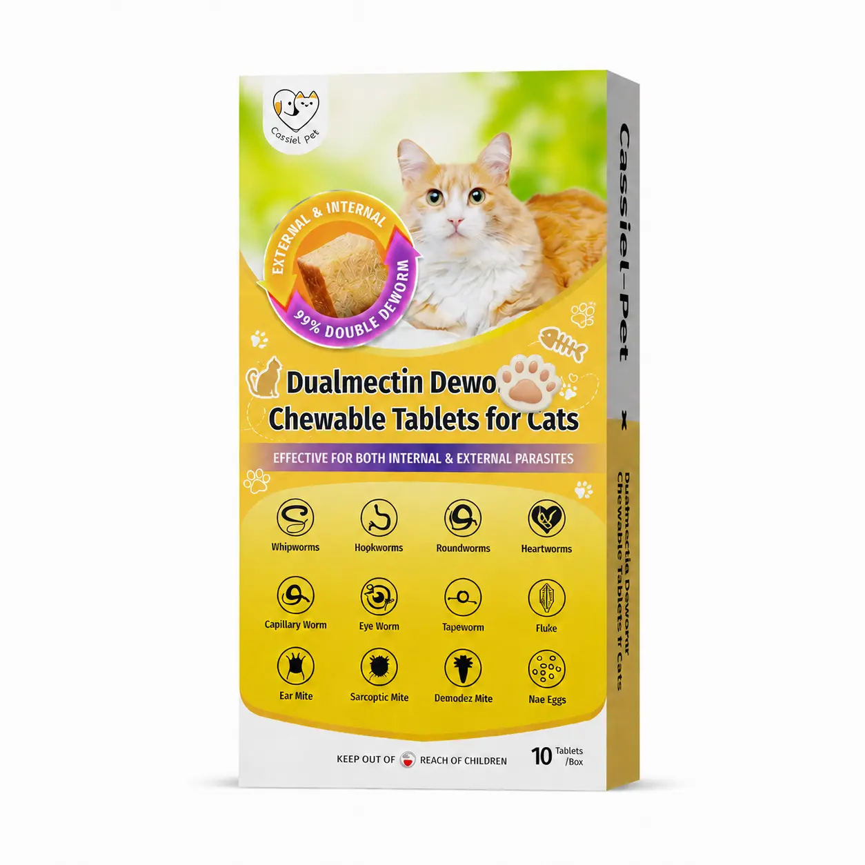 Cassiel Pet Cat Care Chews, Herbal Formula, Chicken Flavor, Digestive Wellness, Skin & Coat Support, Easy to Feed