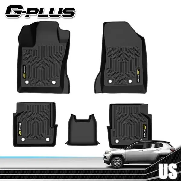 G-PLUS TPE Floor Mats for 2017-2025 Jeep Compass All Weather Waterproof Anti-Slip TPE Rubber Floor Liners 1st & 2nd Row Black, Car Foot Mats