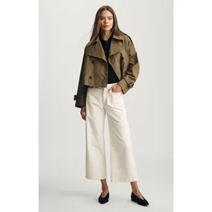 CROPPED TRENCH COAT IN MILITARY OLIVE