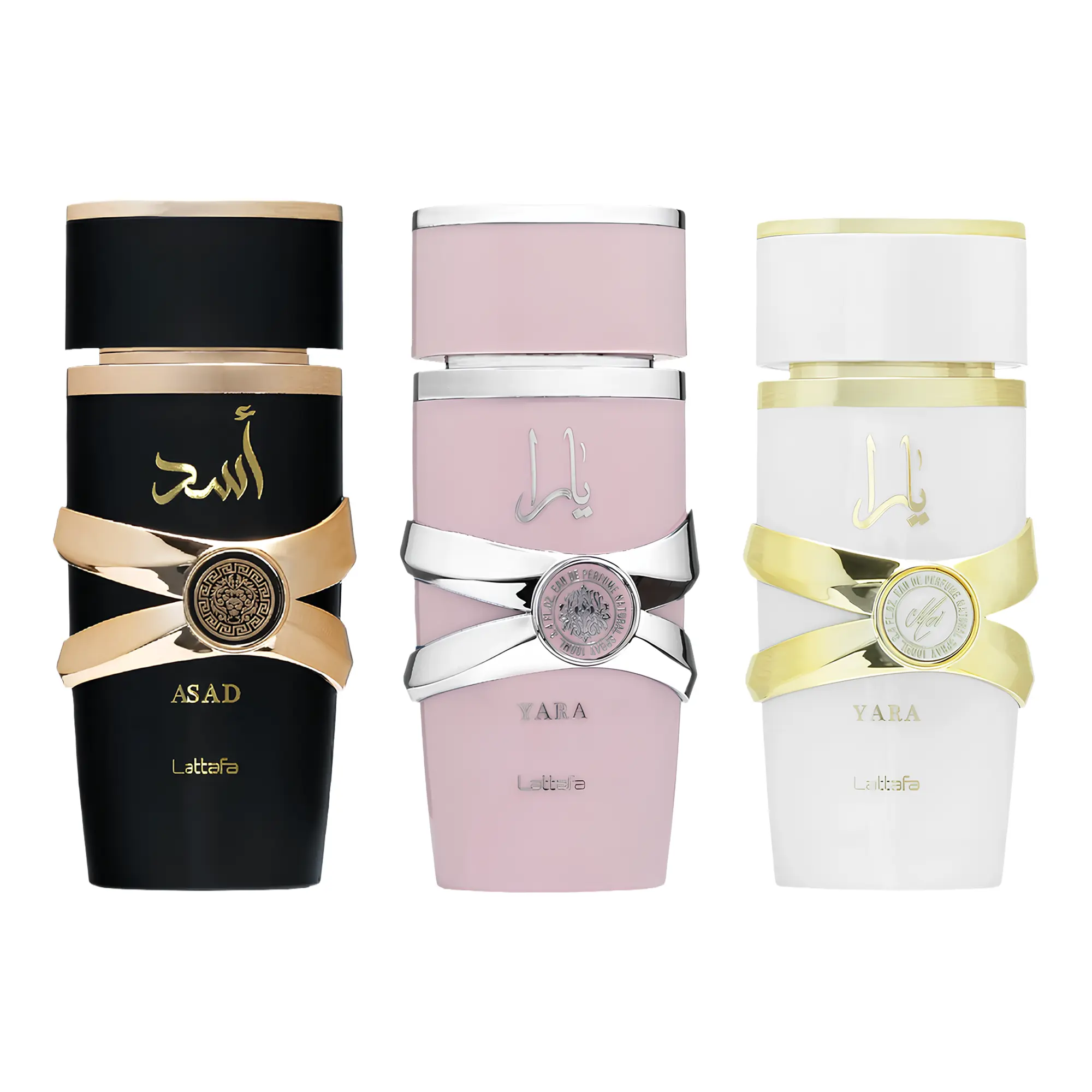 Lattafa 3 Piece Bundle for Unisex (3.4 Ounce, Yara Eau de Parfum Spray + 3.4 Ounce, Yara Moi Eau de Parfum Spray + 3.4 Ounce, Asad Eau de Parfum Spray)