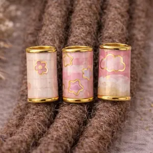 Set of 3 Handmade Kawaii Hair Loc Beads - Long Lasting Durable Jewelry for Locs and Braids - Available in Sizes xSmall, Medium, Large & Extra Large