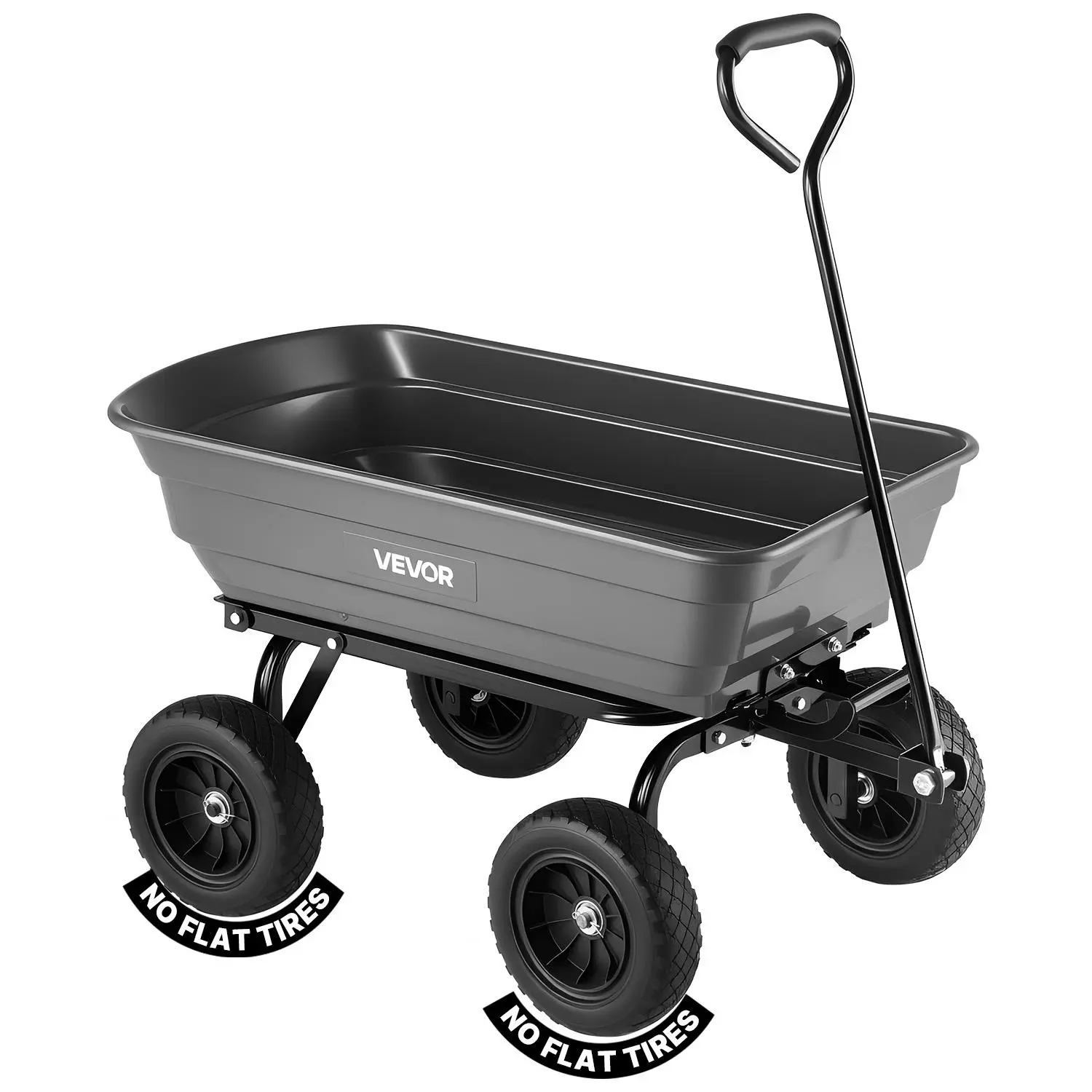 【SummerFinds】VEVOR Garden Dump Cart, 600 lbs Poly Dump Cart, Garden Carts Dumps Wagon with 90° Quick-Dumps Mechanism, 180° Swivel Wheels, 270° Flexible Rotating Bearings, Yard Wagon for Plants, Soil, Crops