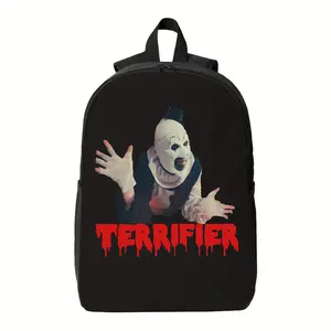 Terrifier Horror Movie Backpack - Terror Clown Graphic, Heavy-Duty School Bag for Teens, Adults, Halloween - Spooky Terrifier Design with Bold RED TEXT - Everyday Use & Costume Parties - Durable Backpack for Horror Fans Gift