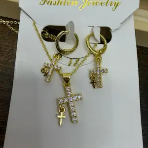 Earrings & necklace set gold laminated