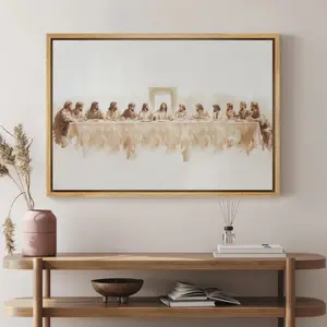 Framed Canvas Wall Art Print Jesus The Last Supper Art Poster Minimalist Modern Vintage Jesus Christian Farmhouse Wall Art Decor