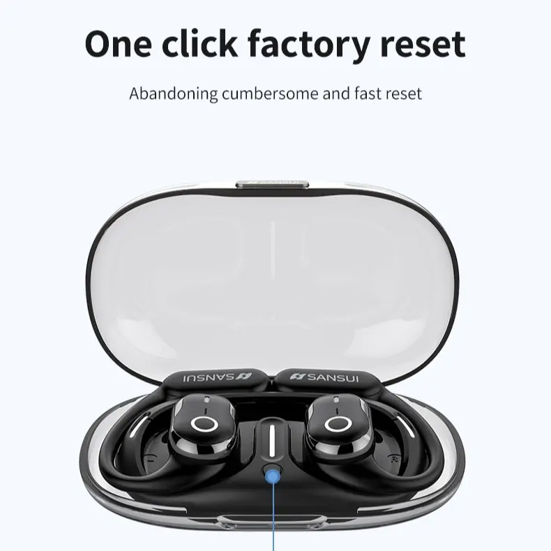 Sansui W26 OWS Bluetooth 5.4 Earphone, Noise Cancellation Wireless Headphones ,Sports Headsets ,HIFI Stereo Earbuds With Mic Up to 48 Hours Battery Life with Carry CaseCompatible with iOS and Android Secure and Comfortable Fit Earbuds Audio Silicone