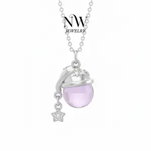 Natural Crystal Santa Hat Pendant Necklace, 3 Unique Crystal Options, Tarnish-Resistant, Festive Pendant Design Charm, Unique Crystals