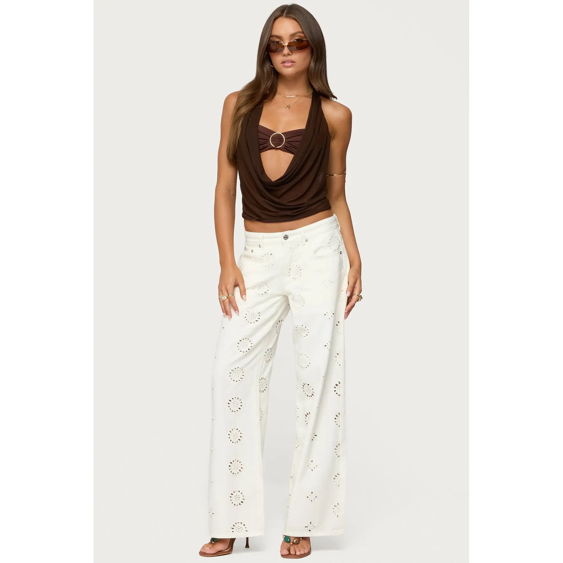 Eyelet Low Rise Baggy Jeans