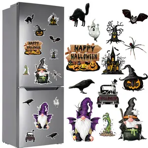 Magnetic Halloween Witch Pumpkin Head Dwarf Refrigerator Magnets, Cute Kitchen Decorations, Fun Magnetic Fridge Stickers Sticker Set for Home Decoration