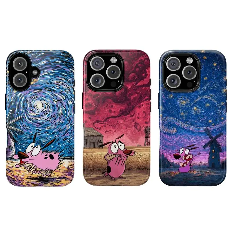 Courage The Cowardly Dog phone case,Cute Cartoon Dog Aesthetic phone case,Tough phone case,for iPhone 16/15/14/13/12/11/17 ProMax Plus for Samsung phones, suitable for both men and women, an excellent choice for Halloween, Christmas and Thanksgiving.
