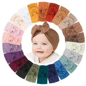 22 PCS Baby Headbands Soft Nylon Hairbands with Bows Girls Hair Accessories for Newborn Infant Toddler Kids Handmade