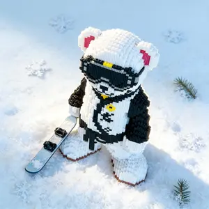 Snow Bear 3D Puzzle Building Blocks Decoration, Bookshelf Home Office Cabinet Decor, Party Living Room TV Stand Display, Ideal Gift