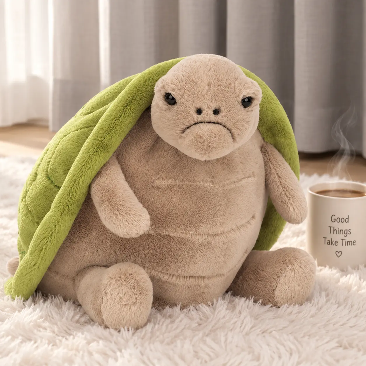 Jellycat Timmy Turtle Plush Toy – Cute Grumpy Turtle Stuffed Animal with Soft Green Shell, Collectible Gift for Turtle Lovers