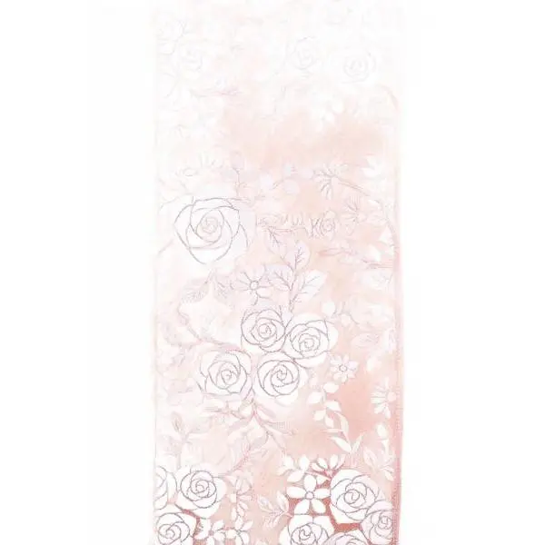 4" x 10yd Multi Roses Ribbon – Peach Silver