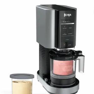 Ninja Creami Ice Cream Maker NC300 Stone Silver for Mix-ins Milkshakes Sorbet 5 One-Touch Programs 2 16 Oz Pint Containers & Lids