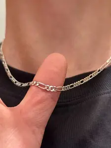 Fashionable Men's Stainless Steel Figaro Chain Necklace, Simple Men's Basic Chain, Versatile Minimalist Chain, Gift for Boyfriend