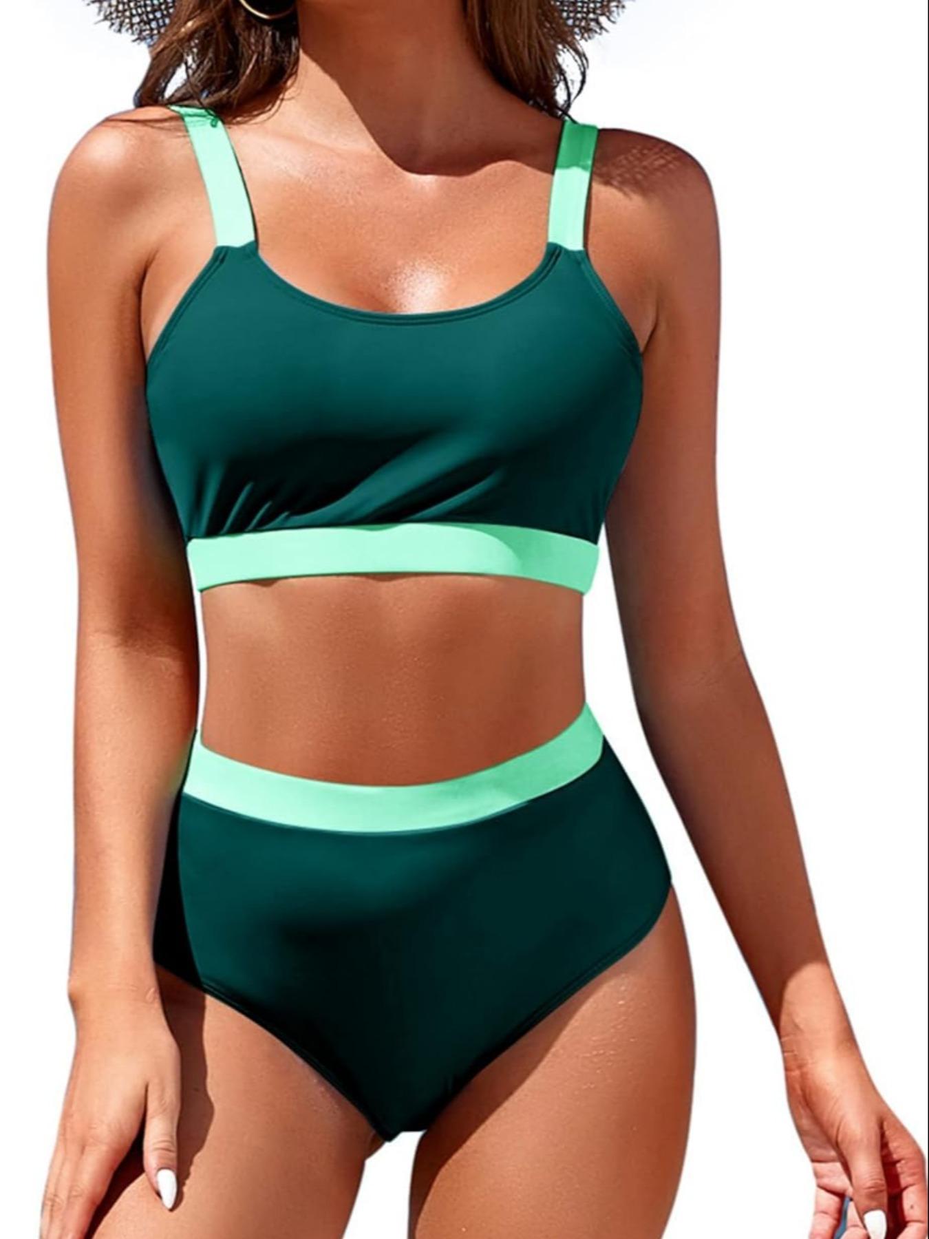 New European/American bikini swimsuit for women—sexy, soft-padded design suitable for hot springs, bathing, and vacations