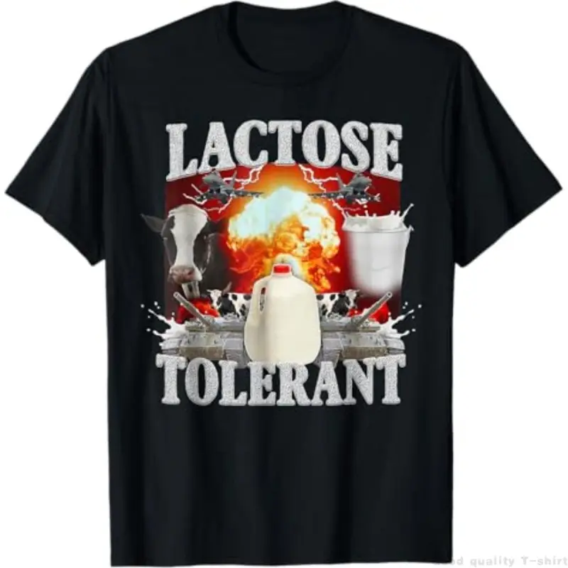 Women's Casual Everyday Comfortable Black Cotton Short-Sleeve Printed Lactose Tolerant Graphic T-Shirt, Classic Fit, Small Size