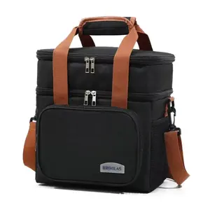 Insulated Cooler Insulated Lunch Bag Double Layers Waterproof Picnic Camping Bag Hand-Held Thickened Food Tote Bag Camping Canvas