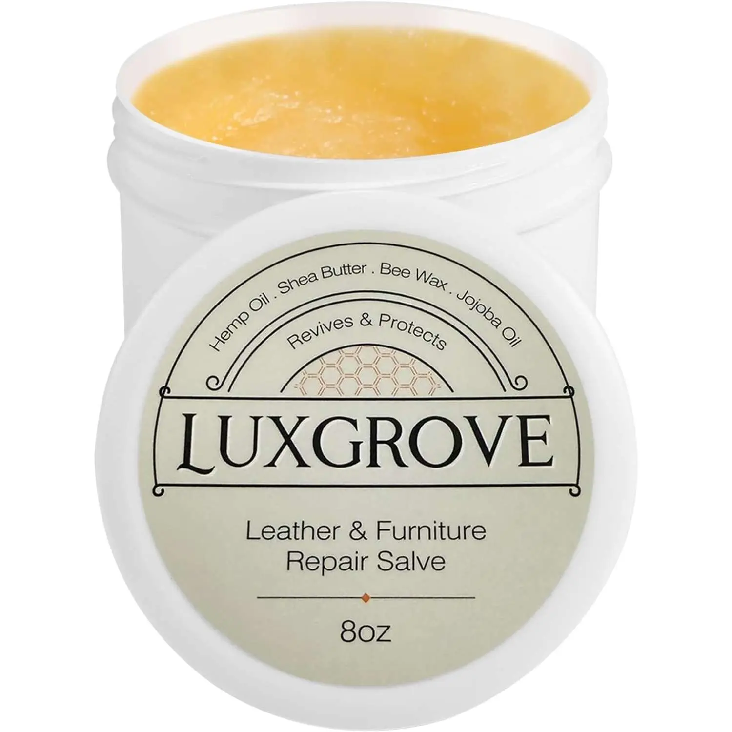 LUXGROVE Floral Leather & Furniture Repair Salve - Polisher, Moisturizer, Restorer, Household Conditioner for Couches, Wood, Vinyl, Car Seats - 8oz Cleaner