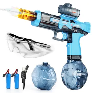 2026 LED Flame Electric Water Gun - 30FT Automatic Rapid Fire Blaster, Rechargeable High Capacity Tank Squirt Gun for Kids, Summer Pool Toy, Christmas Birthday Gift