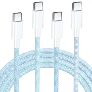 Colorful 2PCS Nylon Braided 60W USB C to C Cable 6FT Type C Charger PD Cable Fast Charging Cord for iPhone 15/15 Pro/15 Pro Max/15 Plus Samsung S23 Note 20 MacBook Air