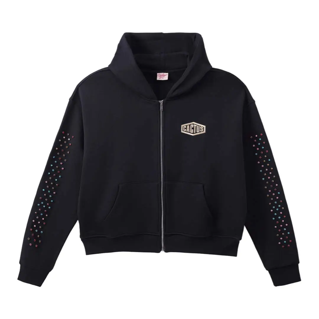 Cactus Valley Crystal Cactus Zip Hoodie Black