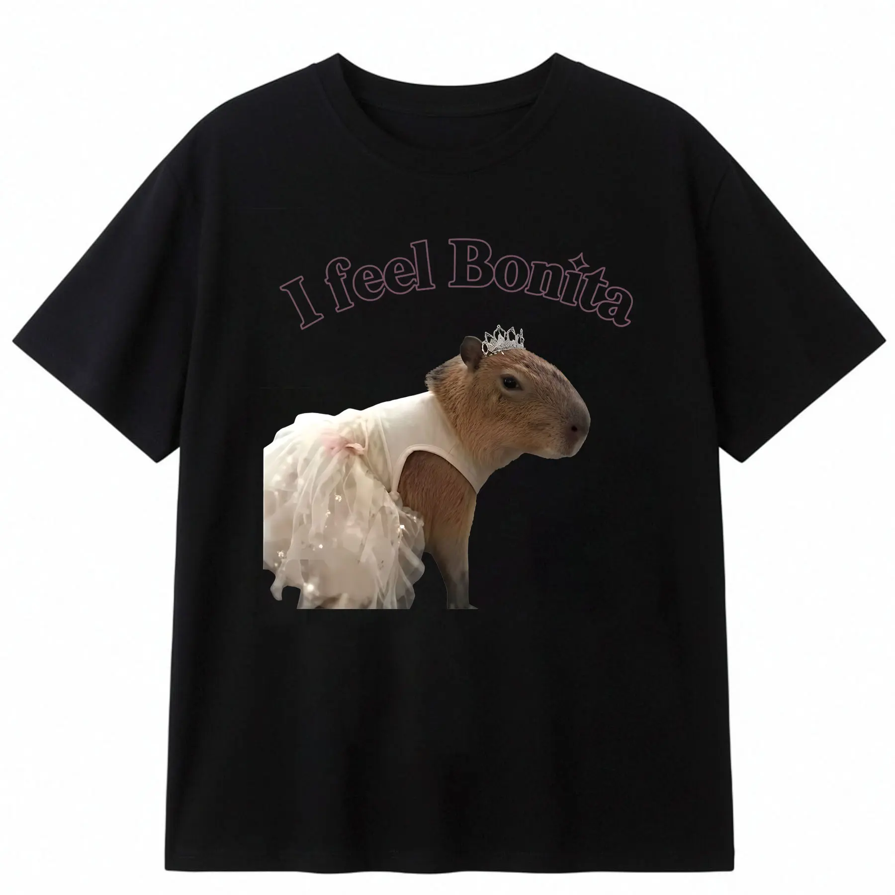 Press Capy  - "I feel Bonita" - Sparkly and Cute - Capybara - Funny Women's T shirt - Women's  Tee,Unisex Crewneck T-shirt for Men And Women