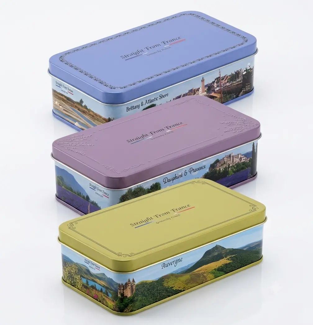 Straight from France Genuinely French 3-Tin Gourmet Food Bundle Package - Chocolate Truffles, Choco Snacks, Candy Fruit Gummies, Salted Butter Caramels, Coffee Pairing, Ready-to-Eat Unique Snacks, Cupboard-Ready Adult Gift Tins, Ready To Eat Snacks
