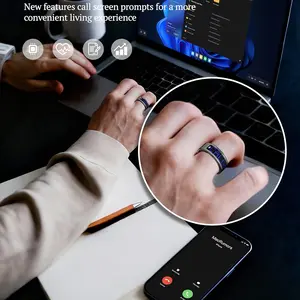 Fashionable Smart Ring - Wearable Bluetooth-Compatible Fitness Tracker with Caller ID Display, Sleep Monitoring, Multiple Sports Modes, Water Resistance, Android & iOS Compatibility, No App Subscription Fee, Bluetooth-Compatible Fitness Trackers