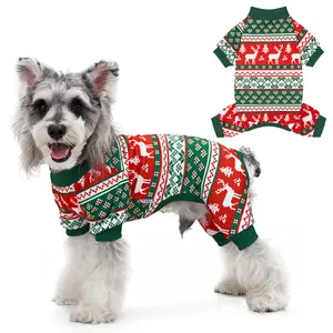 XPUDAC Christmas Dralon Dog Pajama Soft Warm Sleepwear Cozy Holiday Outfit for Small Medium Large Cats and Dogs Festive Snowflake Design Universal Fit