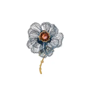 Exquisite Romantic Handmade Floral Brooch - Unique Hand-woven Wire Luxurious Niche Design