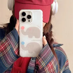 Cute Elephant Pattern Phone Case with Bracelet, Decorative Phone Protector Cover, Phone Accessories Compatible with iPhone 11 12 13 14 15 16 Pro Max, Casing