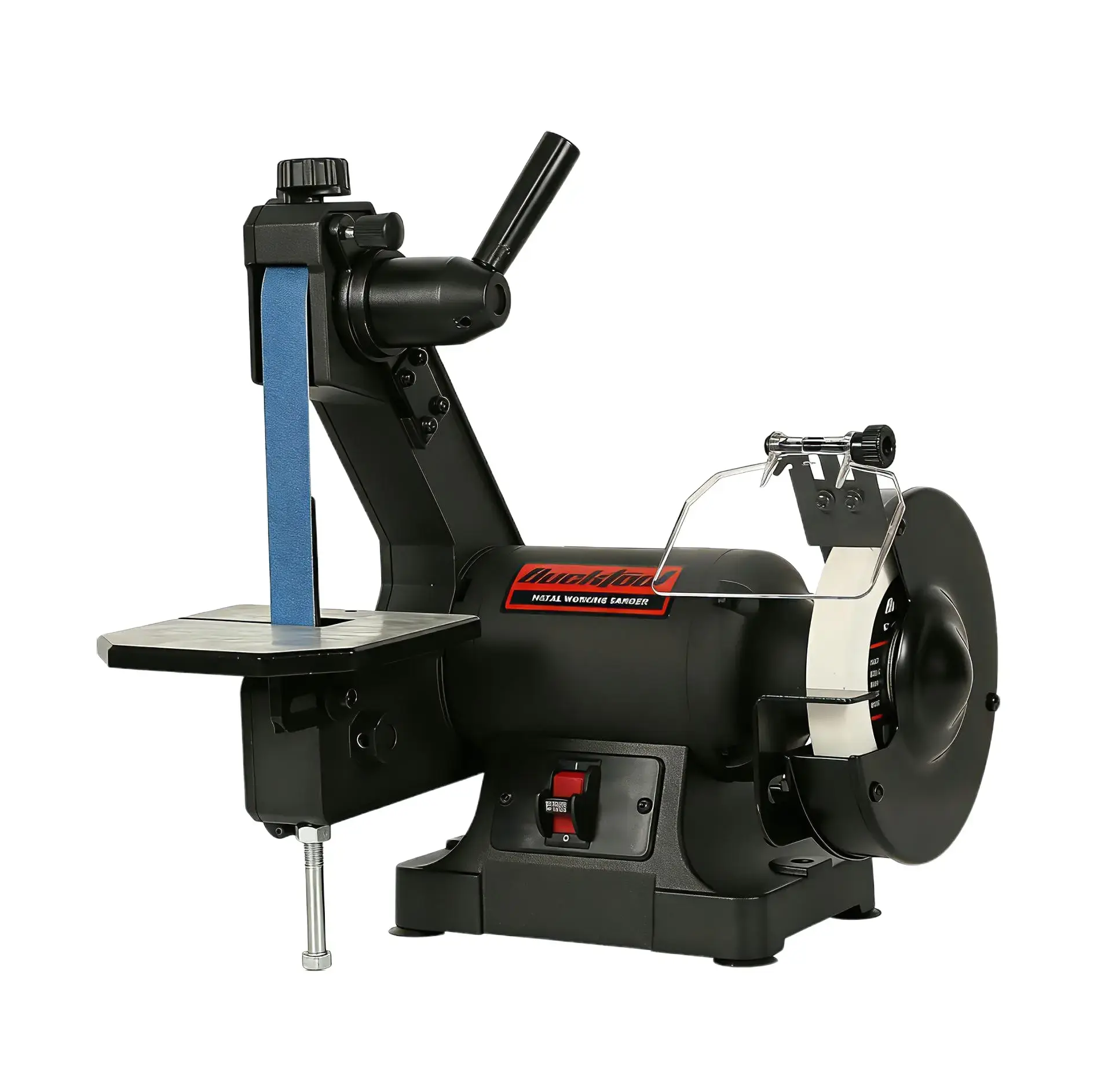 Bucktool No Battery Low-Speed Bench Belt Grinder Combo, 2.1A, 1x30 in Belt, 6 in Disc Sander, 1/3 HP for Knife Making, Woodworking, BG1600S