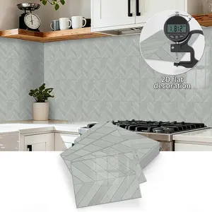 Geometric Herringbone Stickers, 12/24pcs Detachable Self-Adhesive, Seamless Splicing, Perfect for Home Decor in Kitchens, Bathrooms, Living Rooms
