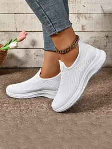 Women's Breathable Mesh Slip-On Walking Shoes, Anti-Slip Lightweight Soft Sole Casual Sports Shoes, Comfortable All-Day Wear