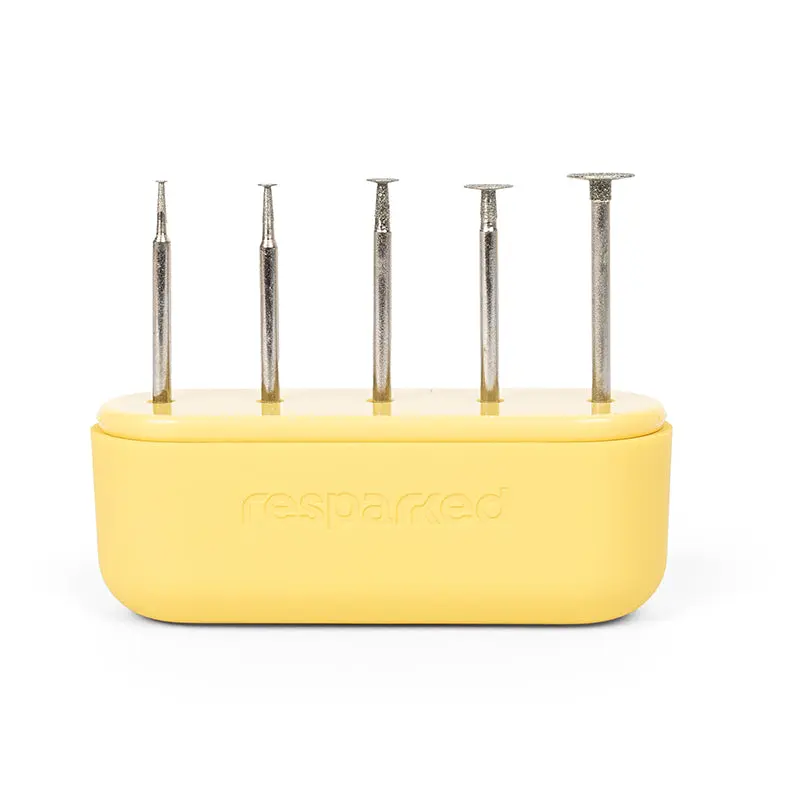 Resparked 5-Piece Stone Grinding Bit Set - Tungsten Steel for Precise Engraving on Stone Glass Ceramic & Soft Metals - Durable Acrylic Case Included