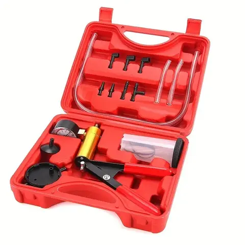 2 in 1 Brake Bleeding Device Kit, Handheld Vacuum Pump Test Set, Brake Oil Detector, Car Brake Oil Replacement Tool with Storage Box, Automotive Repair, Automotive Maintenance Tools