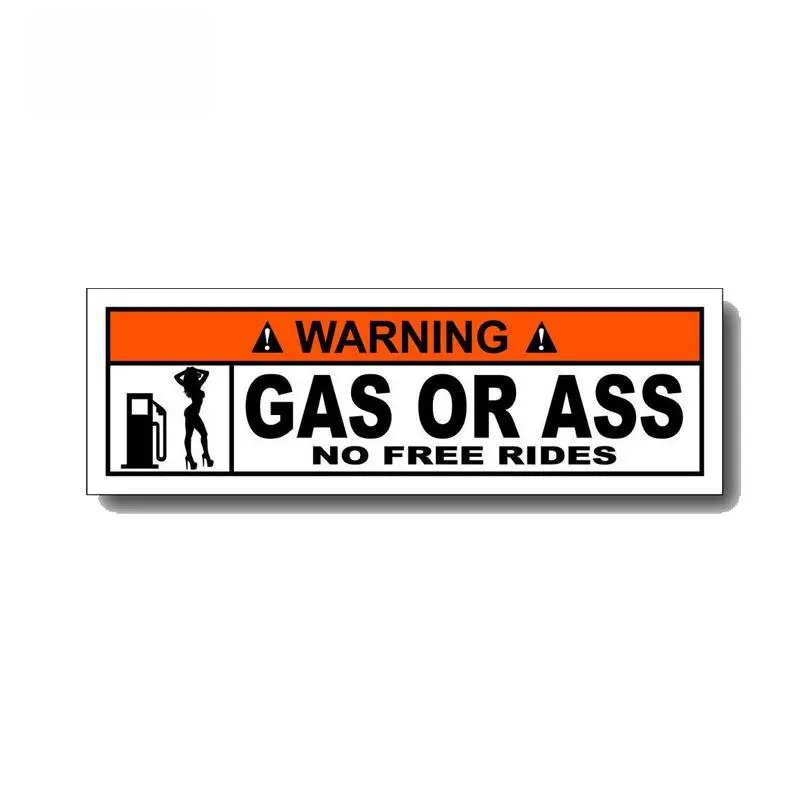 15cm*4cm Warning Sexy Gas or Ass Car Sticker Funny PVC Waterproof Decal Personality Auto Styling Decoration