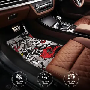 4pcs Graffiti Art Pattern Car Floor Mats, Floor Mats For Car, Easy to Clean Front and Rear Mats, Unisex Protective Mats, Accessories, Compatible with Cybertru, Artistic Design, Decorative Floor Mats