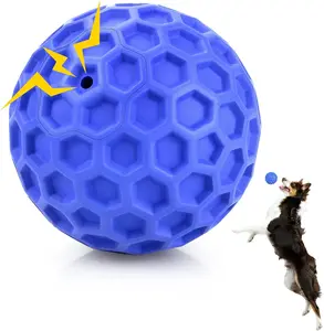 Squeaky Dog Ball, Relieves Anxiety, Cleans Teeth, Interactive Chew Toy for Aggressive Chewers, Dog Toy for Large Breeds, Outdoor Waterproof