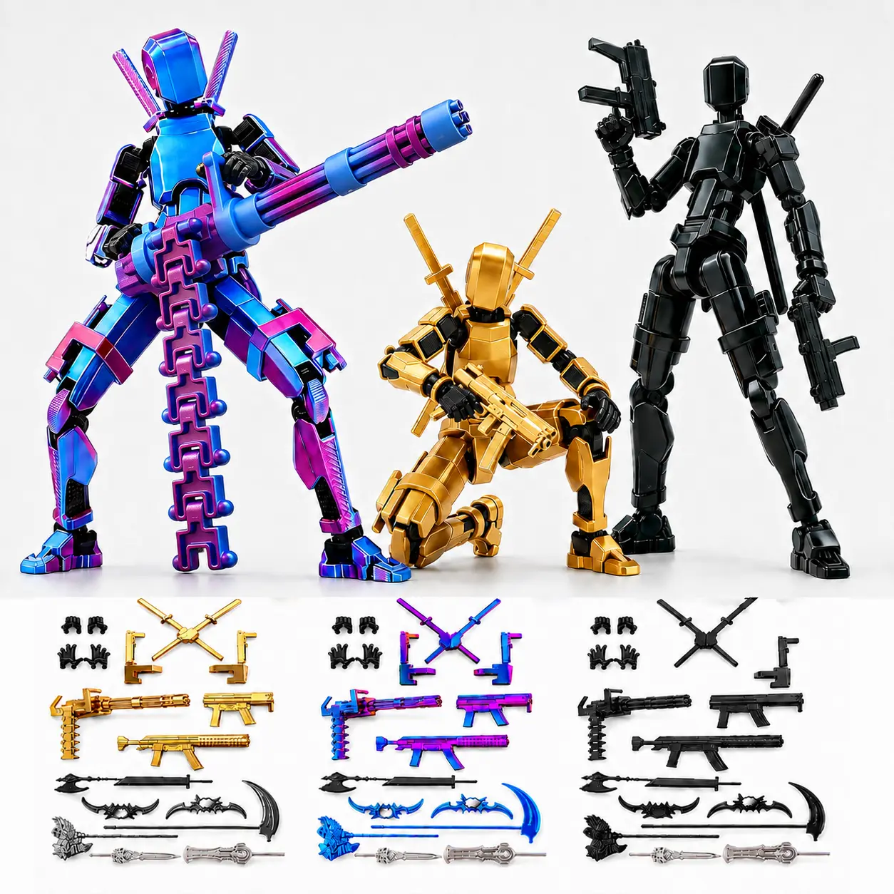 [ New Arrivals ] 1/2/3 Pack Titan 13 Pre-Assembled Action Figure Set with Interchangeable Hands and Expanded Accessories, ABS Articulated Robot Figure for Creative Posing and Display