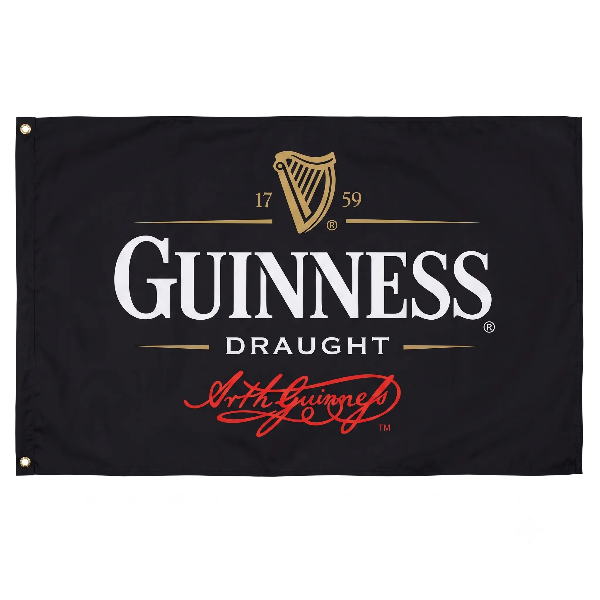 Guinness Draught Irish Stout Flag 3x5 Ft | Classic Beer Banner | Man Cave Home Bar Sign | College Dorm Wall Decor Gift