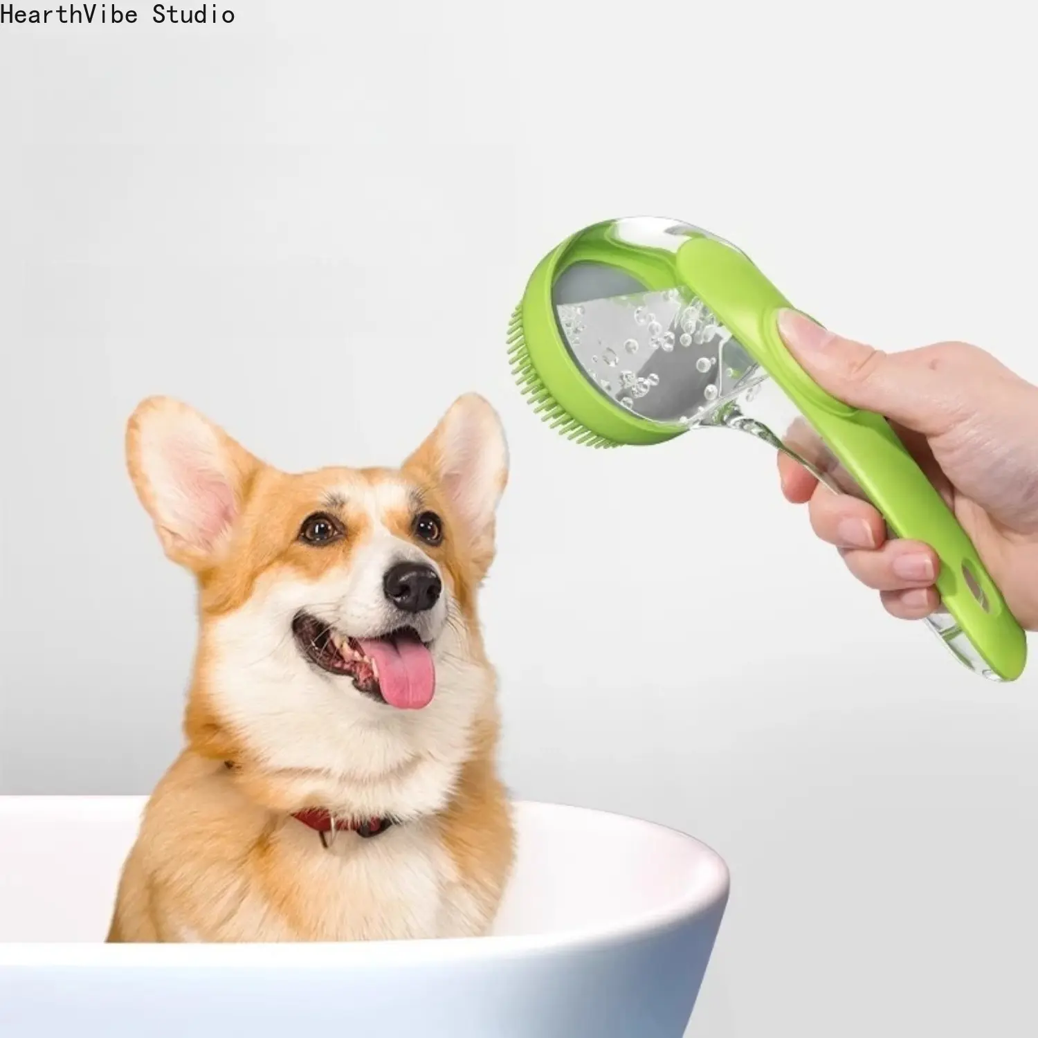 Silicone Pet Bath Brush with Soap Dispenser, 2-in-1 Grooming and Shampoo Massager for Dogs & Cats with Long or Short Hair, No, Cleaning