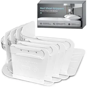 4 Pcs Lock Sheet Holders Keep Sheets Tight Heavy Duty Bed Sheet Holder Corner Fitted Sheet Straps Fit All Mattress Size Easy Installation ( White)