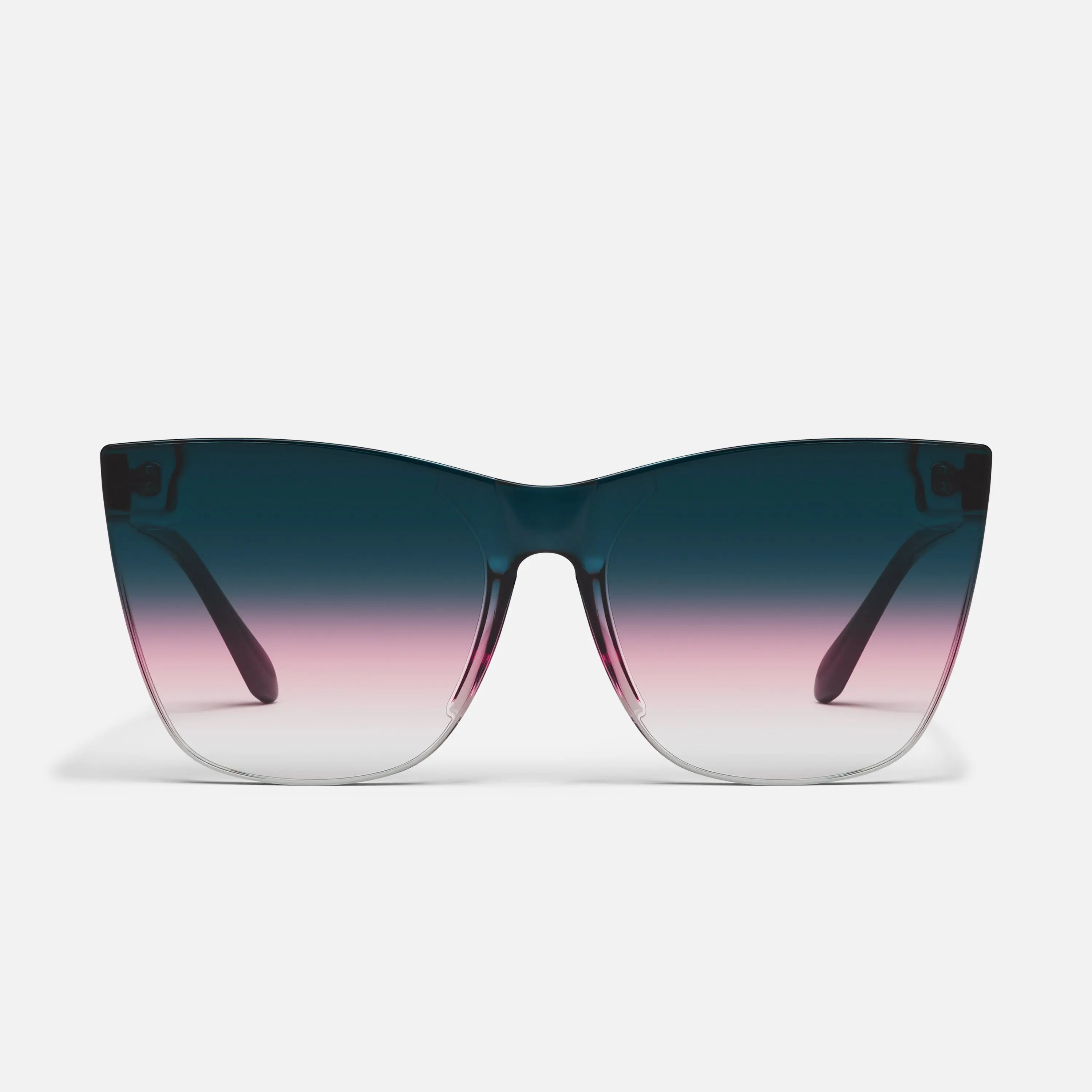 QUAY - COME THRU Cat Eye Sunglasses - Flirty & Feminine Oversized Frame with One Piece Lens & Built-in Nose Pads - Flat Style