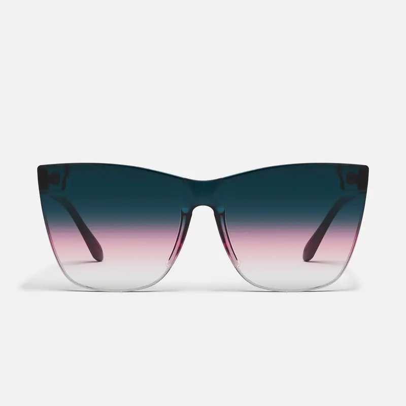 QUAY - COME THRU Cat Eye Sunglasses - Flirty & Feminine Oversized Frame with One Piece Lens & Built-in Nose Pads - Flat Style